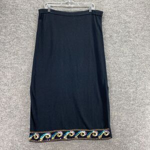 Carol Patterson Skirt Women M Medium Black Sequin Pull On Maxi Long Mid Rise